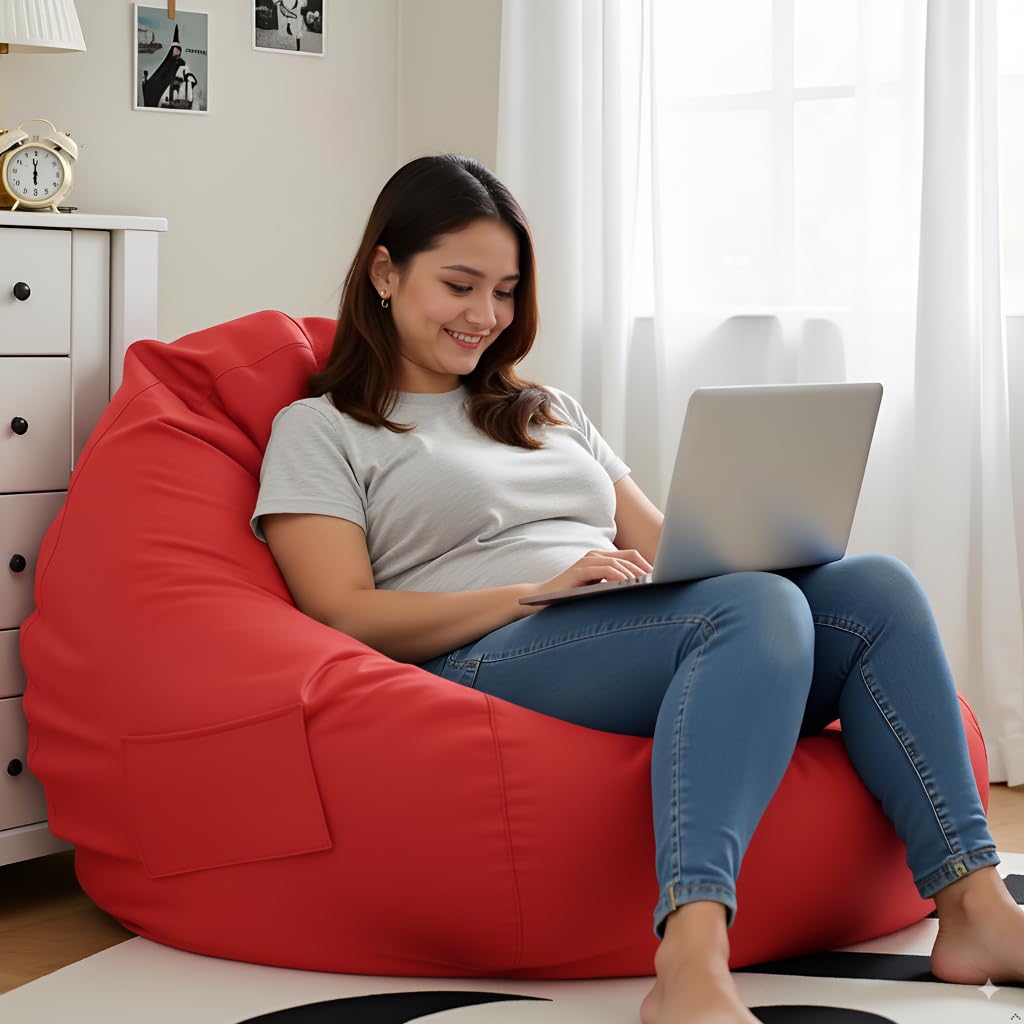 KAM'S LIEU 4XL Fluffy Bean Bag | Ultra Soft Cozy | XXXXL Filled with Premium Beans | Ideal for Living Room/Bedroom/Gaming/Lounge/Comfortable Seating for Adults or Kids (Yellow) - Image 4